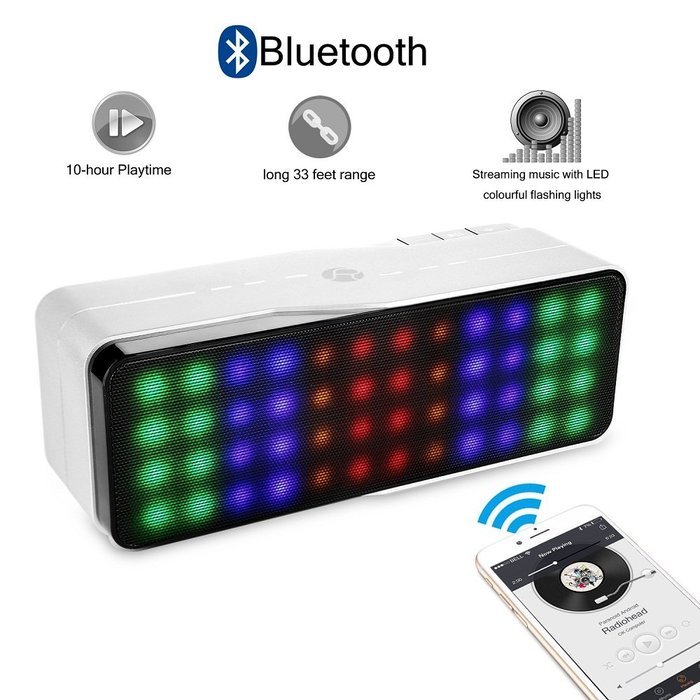 Bluetooth Speaker,Findyouled Portable Wireless Stereo Speaker with Color LED Mode,Hi-Fi Superior Sound(Silver) N2