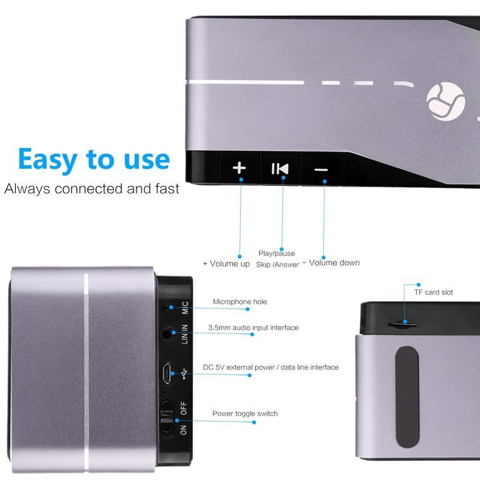 Bluetooth Speaker,Findyouled Portable Wireless Stereo Speaker with Color LED Mode,Hi-Fi Superior Sound(Silver) N9