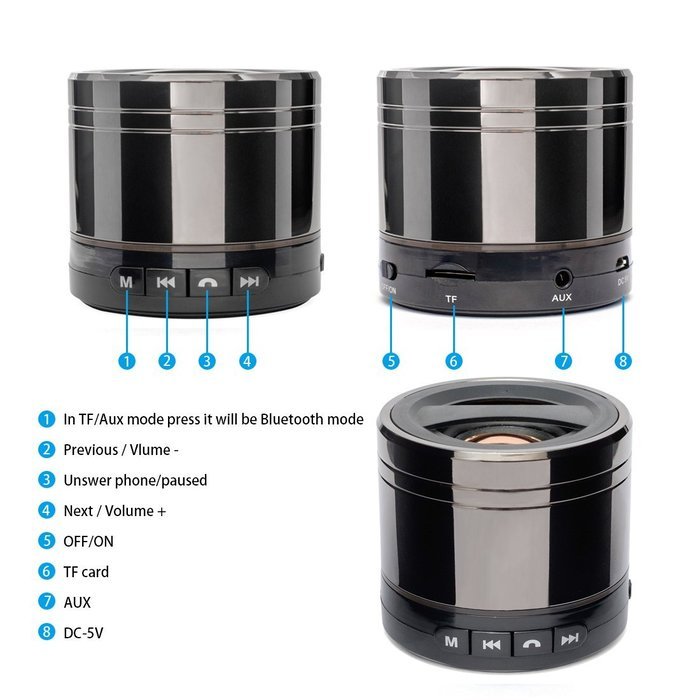 Mini Portable Bluetooth Speaker with Built-in Mic, Rechargeable Boxing Speaker with Powerful 3W, AUX and Micro... N2