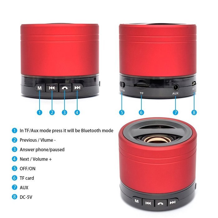 Mini Portable Bluetooth Speaker with Built-in Mic, Rechargeable Boxing Speaker with Powerful 3W, AUX and Micro... N16