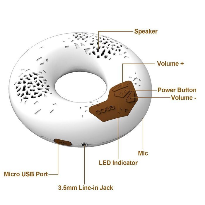 CODE Donut Premium Portable Wireless Bluetooth Speaker with NFC Tag (White, Dual Drivers, Built-in Speakerphone... N3