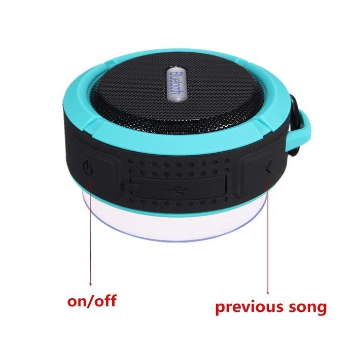 OnlinDo, Mini 5W Power (IPX5 Water Resistant) Waterproof Bluetooth Wireless Speaker w/ Suction Cup & Mic for IOS... N3