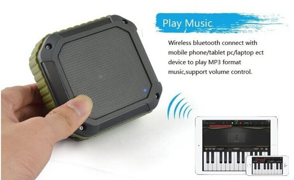 OnlinDo, Mini 5W Power (IPX5 Water Resistant) Waterproof Bluetooth Wireless Speaker w/ Suction Cup & Mic for IOS... N13