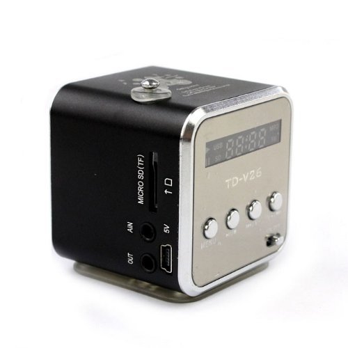Doinshop Fashion New Portable Micro SD TF USB Mini Stereo Speaker Music Player FM Radio PC Mp3 (Black)
