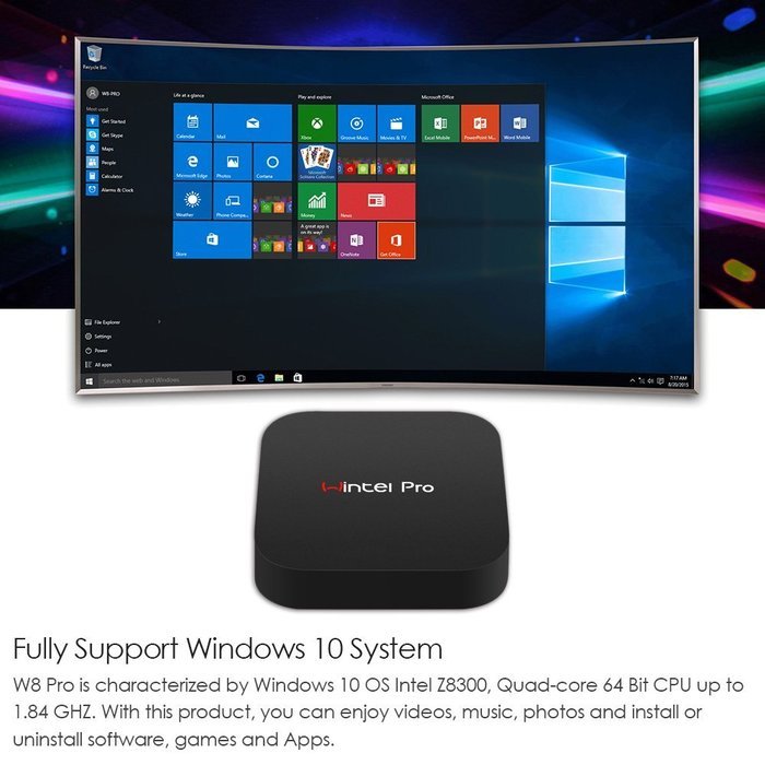 Docooler CX-W8 Pro Smart TV Box Windows 10 Intel Z8300 64 Bit 2GB / 32GB Mini PC 2.4G WiFi & LAN Bluetooth 4.0... N4