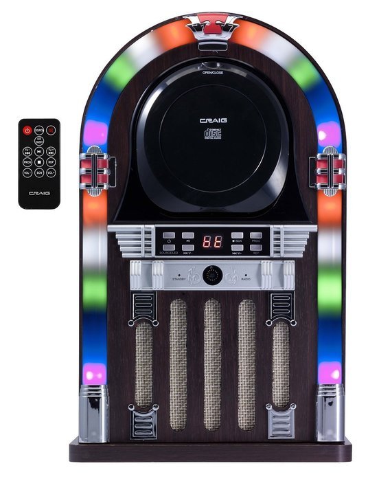Craig Cht955 Cd Jukebox Speaker System with Color Changing Lights and Bluetooth Wireless Technology