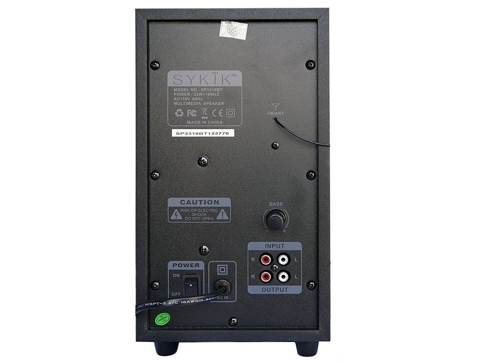Sykik SP3316BT, Powerful 42W RMS, Wireless Bluetooth Connection. High tech metal grill covers. SD, USB and RCA... N2