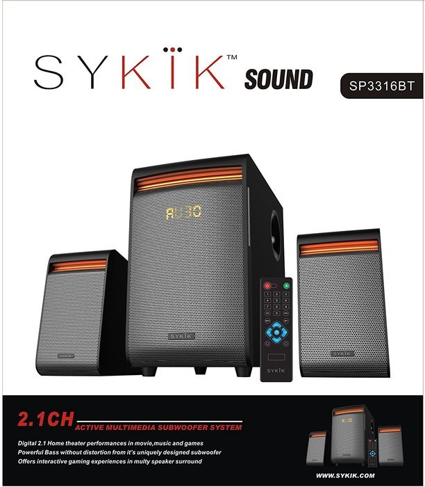 Sykik SP3316BT, Powerful 42W RMS, Wireless Bluetooth Connection. High tech metal grill covers. SD, USB and RCA... N3
