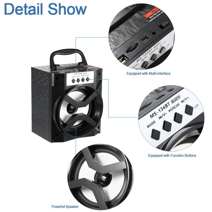 Docooler&reg; Portable Wireless Bluetooth Speaker ultra-long standby time USB &3.5mm FM Radio Subwoofer with TF Card... N6