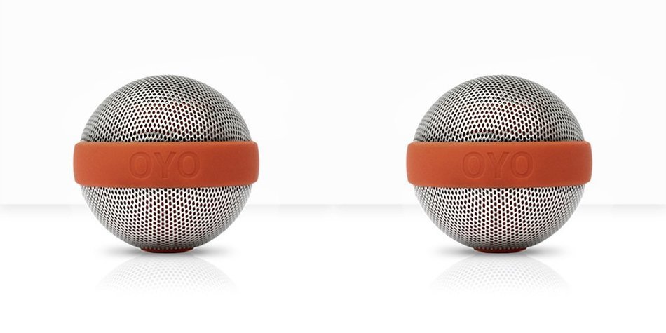 A Pair of OYO Ballo Portable Stereo Speakers, Build-in Rechargeable Battery, Carrot