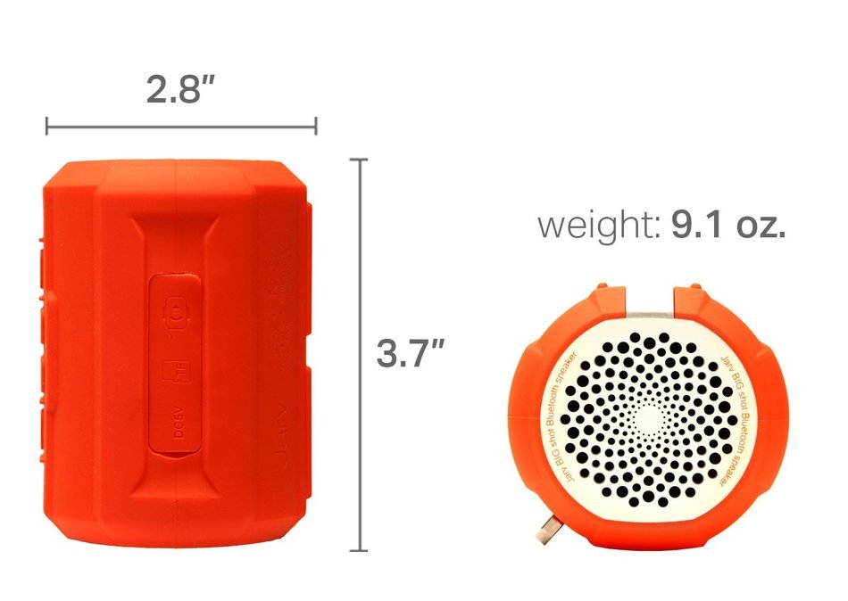Jarv Big Shot Water Resistant Rugged Bluetooth Speaker with FM radio - Gray N5