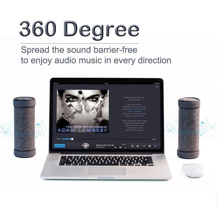 GSWORDY Ultra-Portable Wireless Bluetooth Speaker Outdoor with Power Bank, 360 Degrees 3D Stereo Surround Sound... N3