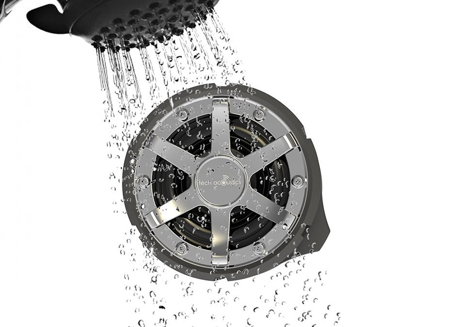 Tech Acoustics IPX Grade Fully Waterproof Outdoor Bluetooth Speaker, Includes Suction Cup for Shower Use