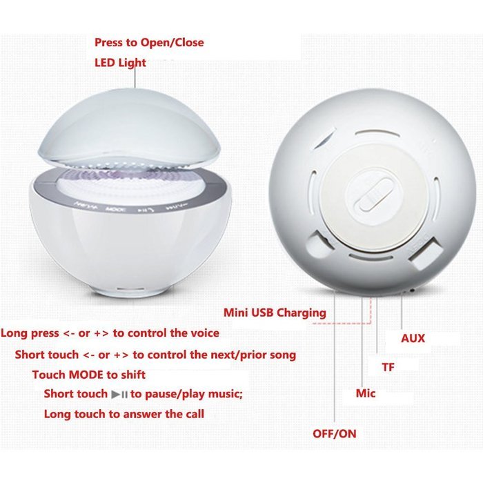 LarKoo Wireless Rechargeable Bluetooth Speakers MP3 Players with Touch Free Call Dest Lamp Night Light X-bass... N10