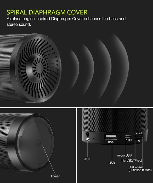 Portable Wireless Bluetooth Speaker, Infinilla 4.0 Enhanced Bass Stereo Speakers for Home and Outdoor, Built-in...