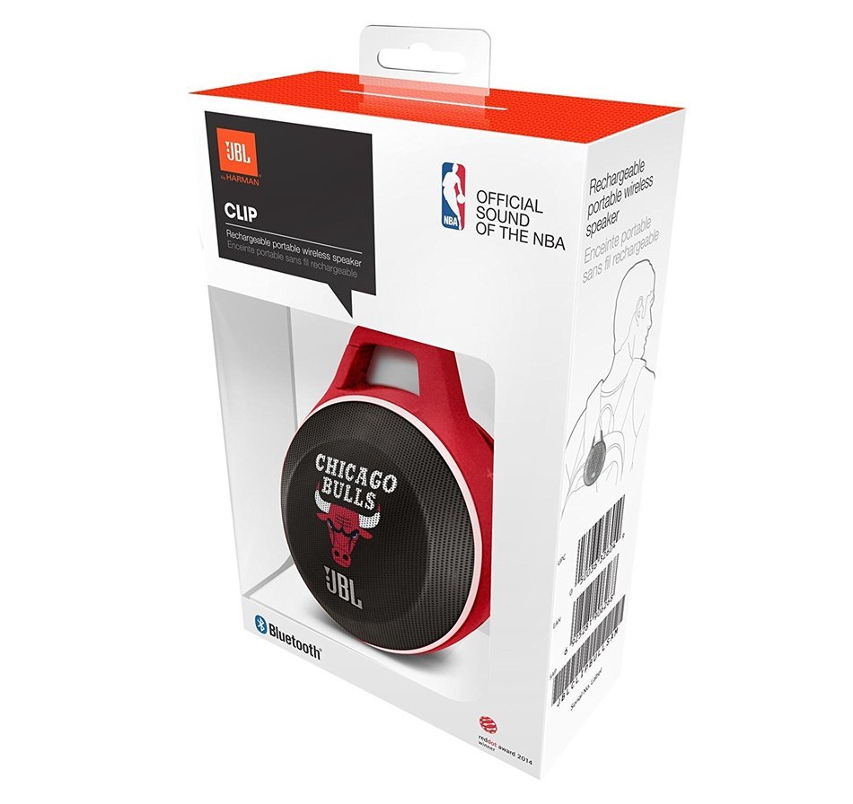 JBL JBLCLIPBULLSAM Ultra Bluetooth Speaker w/Integrated Carabiner, Chicago Bulls N2