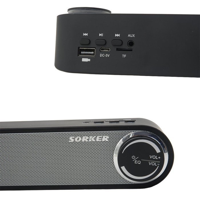 Portable Bluetooth Speaker ,Sorker Slim 4 in 1 wireless speaker with adjustable EQ - Black N5