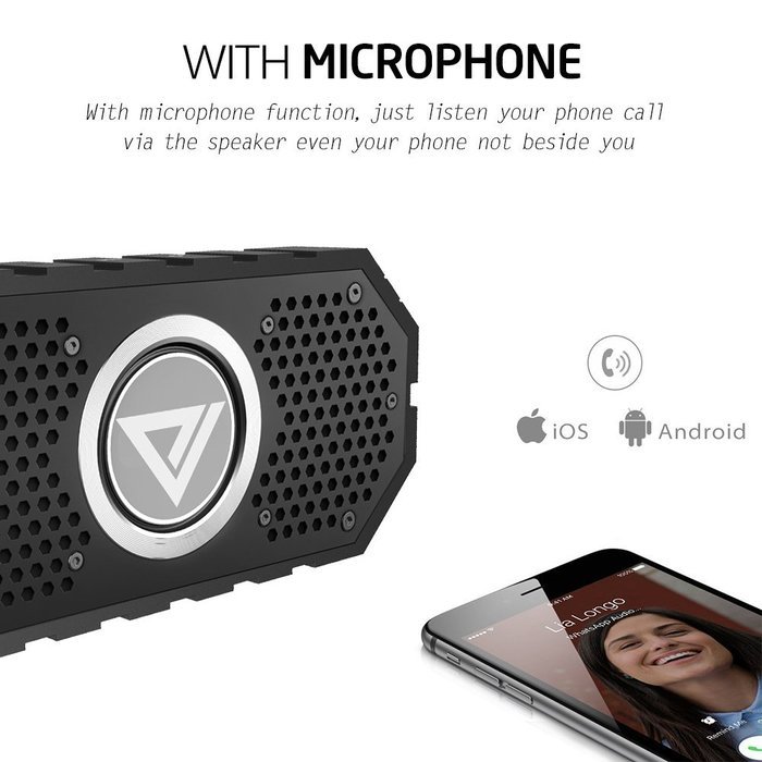 Waterproof Bluetooth Speaker with Aux-In &TF Card Slot, Collen Wireless Speaker with Mic, Hands-free Calling for... N3