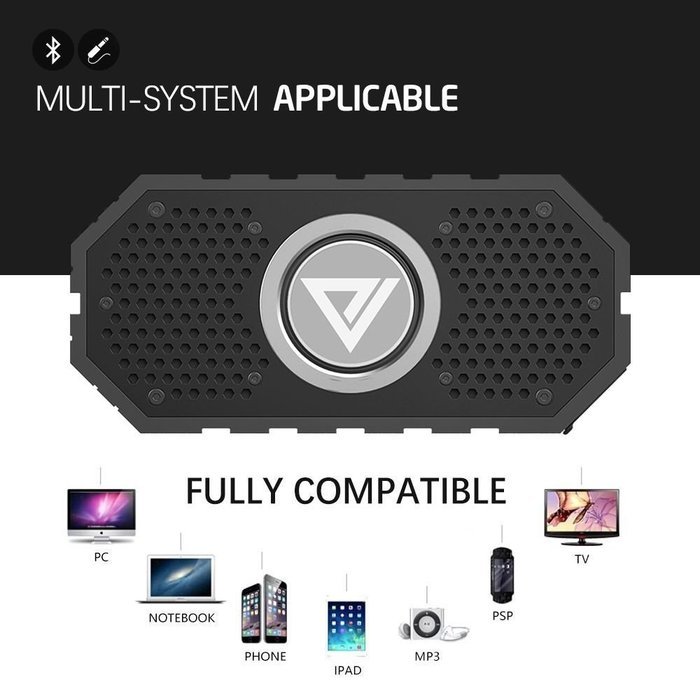 Waterproof Bluetooth Speaker with Aux-In &TF Card Slot, Collen Wireless Speaker with Mic, Hands-free Calling for... N5