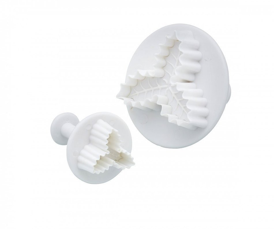 Leegoal (TM) Three Holly Leak Cookie Sugarcraft Fondant Decorating Plunger Cutter Mold (White,Set of 2)