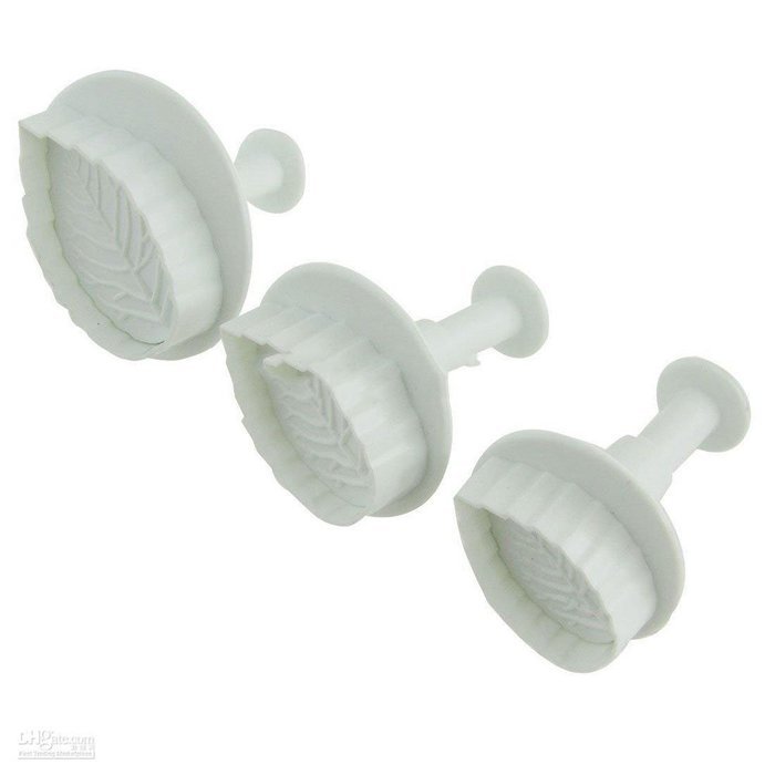 Leegoal (TM) Three Holly Leak Cookie Sugarcraft Fondant Decorating Plunger Cutter Mold (White,Set of 2) N17