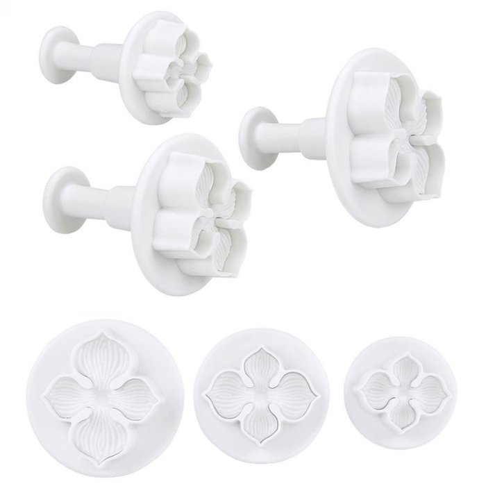 Leegoal (TM) Three Holly Leak Cookie Sugarcraft Fondant Decorating Plunger Cutter Mold (White,Set of 2) N20