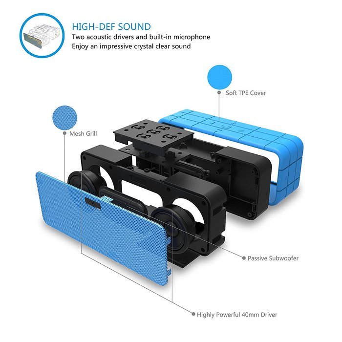 TANNC Bluetooth Speaker, Portable Wireless Speaker, Rechargable Battery with Changeable Silicone Outer Shell and... N5