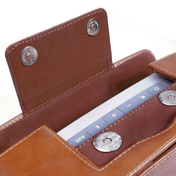 Tuff-Luv Vintage Genuine Leather NFC Travel Case for Bose Sound Link Mini / Mini II With NFC tag - Brown N3