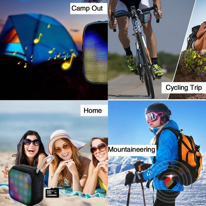 Portable Bluetooth Speaker, Wireless Speaker with Colorful LED Lights, Outdoor Waterproof Bluetooth Speaker with... N7