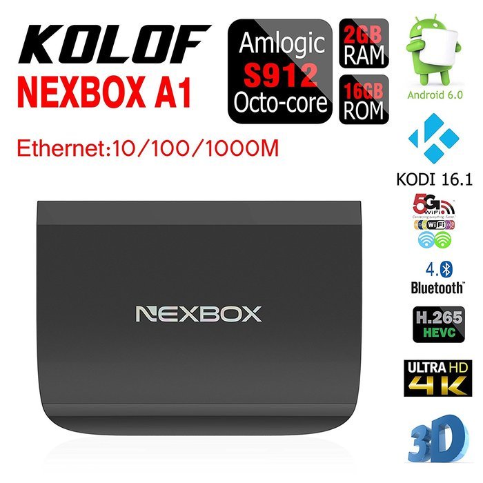 KOLOF NEXBOX A1 Android 6.0 Amlogic S912 TV BOX KODI 16.1 Octo Core 2G 16G Streaming Media Players