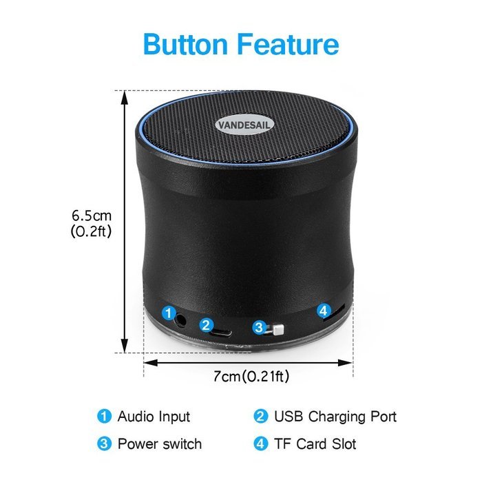 Waterproof Bluetooth Speakers, VANDESAIL&reg; Mini Portable Wireless Speaker 5W Power Sound with Microphone for iPhone... N5