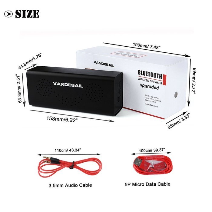 Waterproof Bluetooth Speakers, VANDESAIL&reg; Mini Portable Wireless Speaker 5W Power Sound with Microphone for iPhone... N16