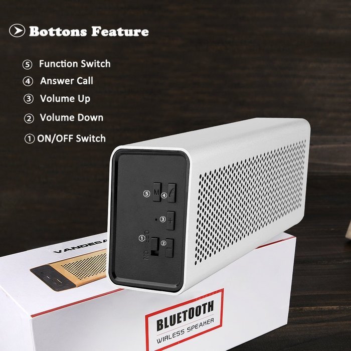 Waterproof Bluetooth Speakers, VANDESAIL&reg; Mini Portable Wireless Speaker 5W Power Sound with Microphone for iPhone... N27