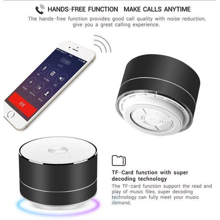 Guojia Wireless Bluetooth Speakers with Microphone, USB and TF Card Port N5