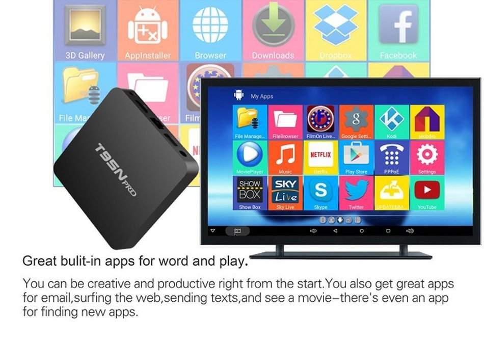 T95N Pro Android6.0 TV Box S905X Quad Core 2GB/8GB 4K2K HD Kodi 16.1 Fully Loaded Streaming Media Player N5