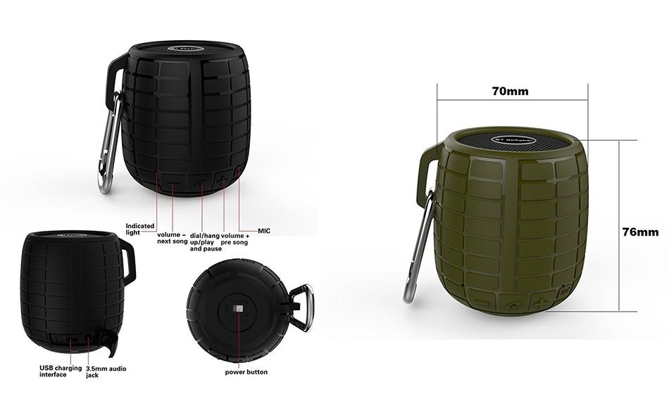 Monstercube Music Bomb Water Resistant Bluetooth 3.0 Shower Speaker, Handsfree Portable Speakerphone with Built-in... N4