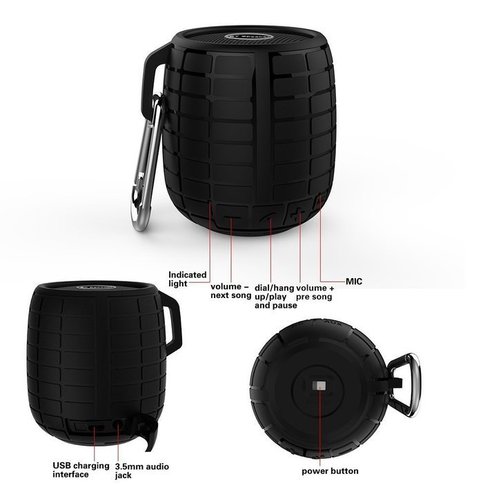 Monstercube Music Bomb Water Resistant Bluetooth 3.0 Shower Speaker, Handsfree Portable Speakerphone with Built-in... N13