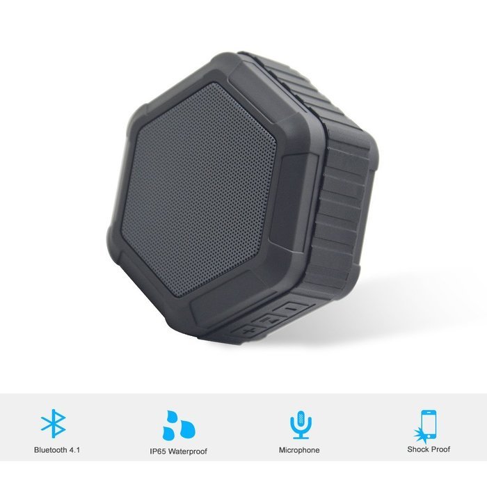 BEW Waterproof Portable Bluetooth Speaker for Outdoor or Shower (Black) N4