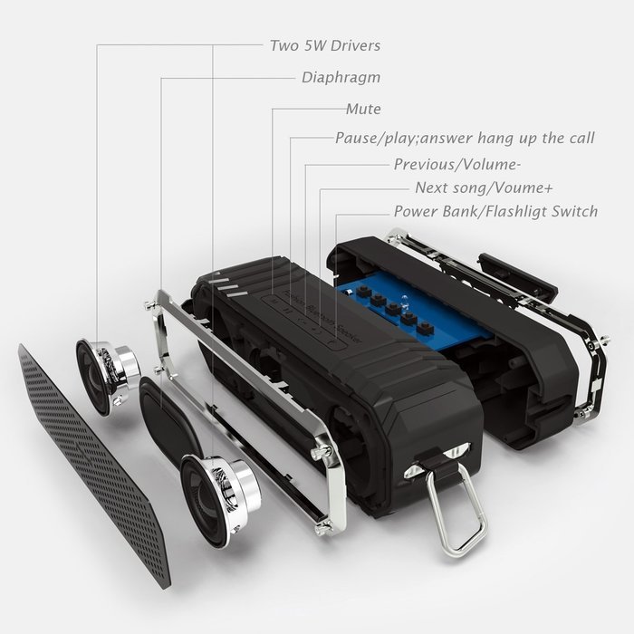 Portable Bluetooth Speaker waterproof Speaker Bluetooth 4.0 10W with Flashlight for Outdoor Sports,12-Hour Playtime... N6