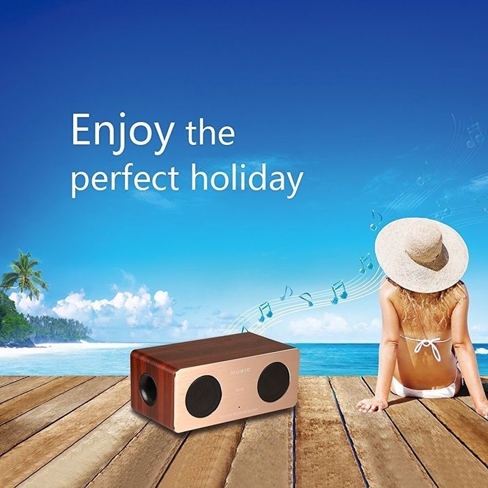 10W Portable Wireless wooden Bluetooth 3.0 Speaker with Enhanced Bass HI-FI Surround Dual Stereo Sound Speaker... N6