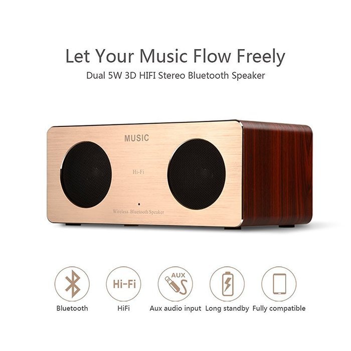 10W Portable Wireless wooden Bluetooth 3.0 Speaker with Enhanced Bass HI-FI Surround Dual Stereo Sound Speaker... N8