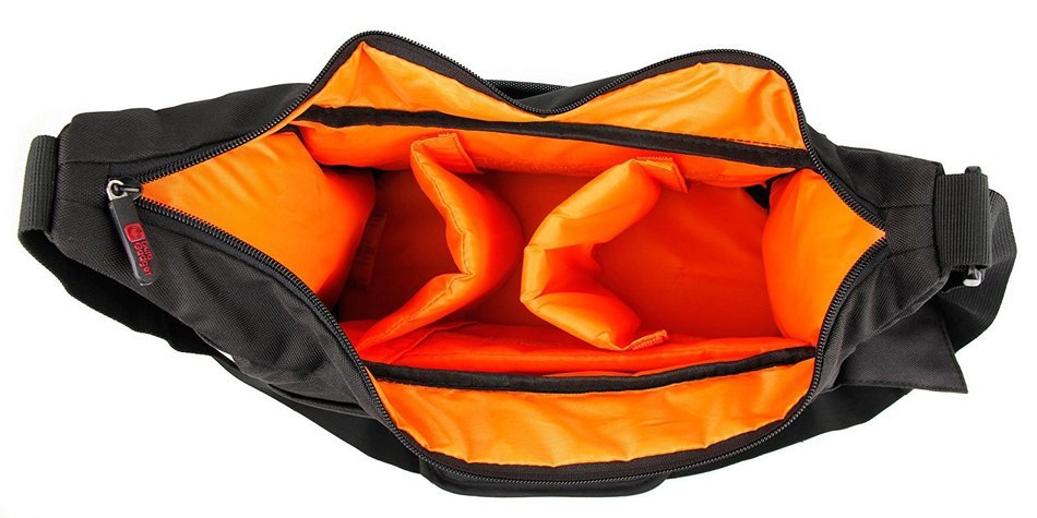 DURAGADGET Premium Quality Satchel-Style Messenger Bag in Black & Orange for Sony SRS- X5 Bluetooth Compatible... N8