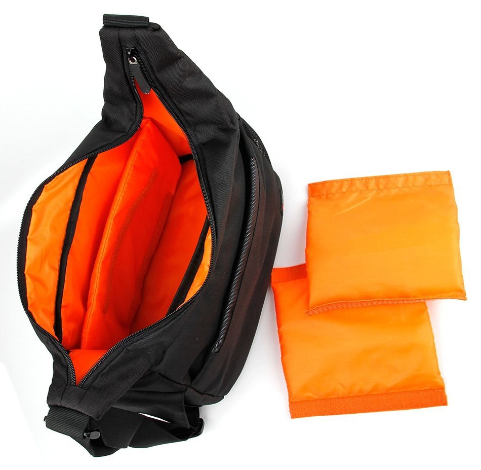 DURAGADGET Premium Quality Satchel-Style Messenger Bag in Black & Orange for Sony SRS- X5 Bluetooth Compatible... N9