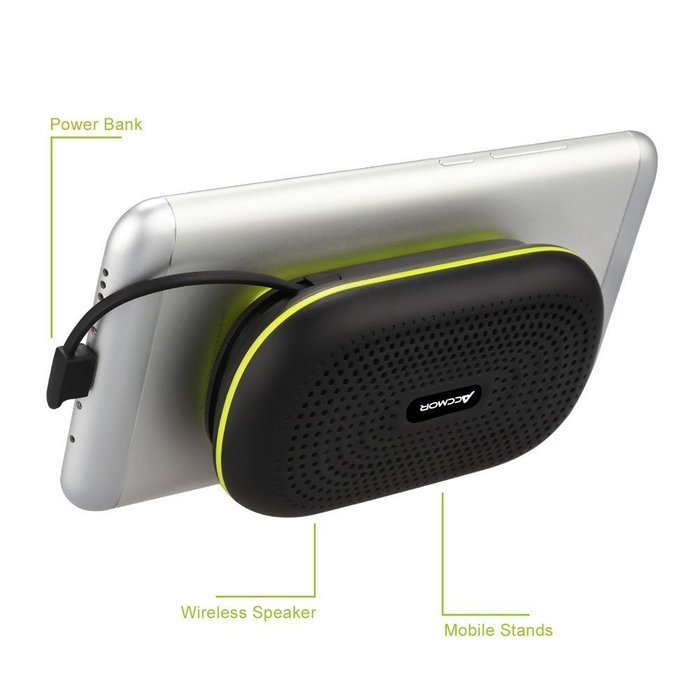 ACCMOR Ultra-portable Bluetooth Speakers, Wireless Stereo Loudspeaker With Holder & Power Bank, Up to 12 hours... N2
