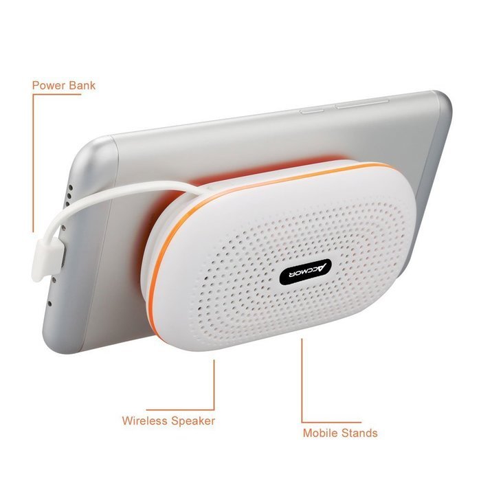 ACCMOR Ultra-portable Bluetooth Speakers, Wireless Stereo Loudspeaker With Holder & Power Bank, Up to 12 hours... N9