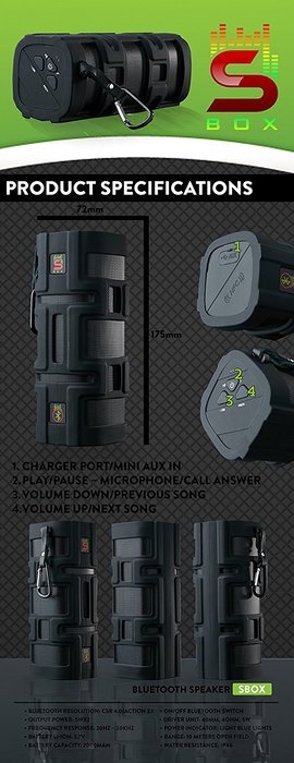 S-Box Speakers Best Bluetooth Speaker - Portable Shockproof Waterproof Wireless Speakers with Built in Microphone... N6