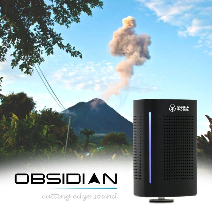 Obsidian Wireless Surface Vibration Speaker 36 Watt Powerful Bass Touch Control, Aluminum Metal Housing Indoor... N4