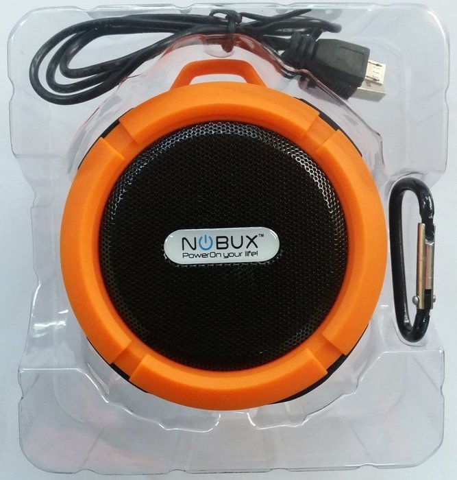 NOBUX SOUND PUCK ORANGE WIRELESS SPEAKER, WEATHER POOF IP65 + 3.3' Sync Charger Cable Micro usb + Dual usb wall... N2