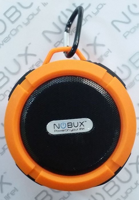 NOBUX SOUND PUCK ORANGE WIRELESS SPEAKER, WEATHER POOF IP65 + 3.3' Sync Charger Cable Micro usb + Dual usb wall... N4