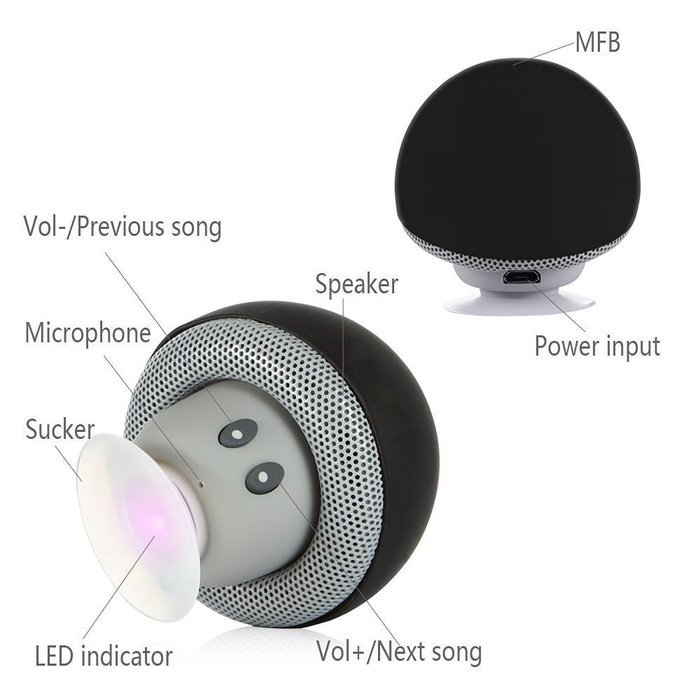 Sudroid Mushroom Mini Wireless Portable Bluetooth 4.1 Speakers with Mic for Iphone Ipad Laptop Samsung HTC Lg... N15